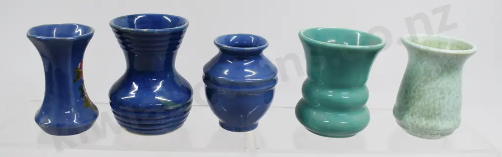CROWN LYNN BLUE GLAZED MINI VASES Image 1++