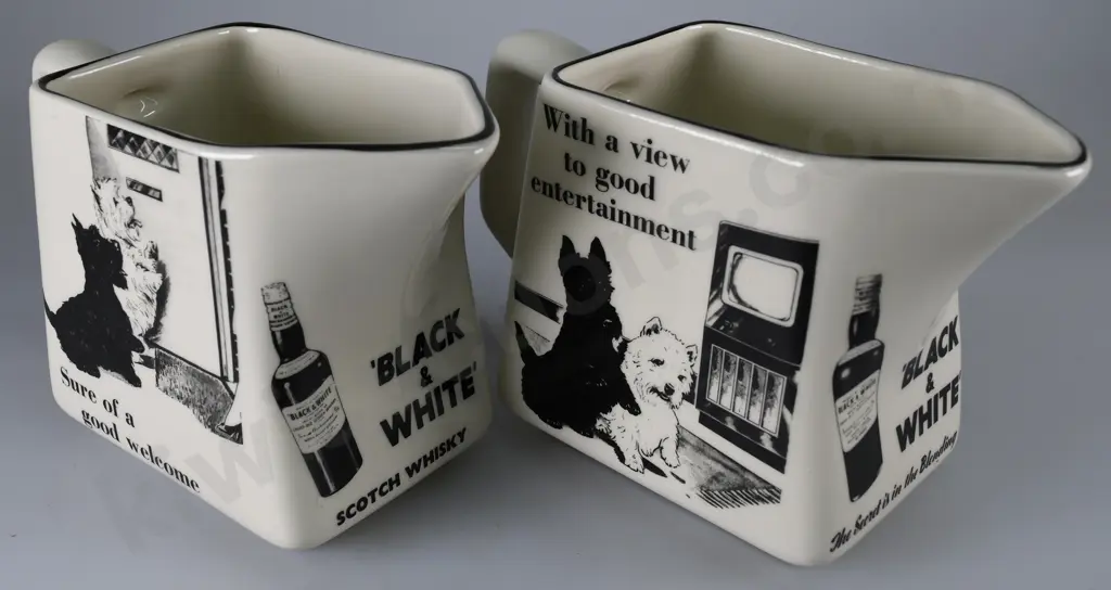 BLACK & WHITE WHISKY WATER JUGS SET OF 8 Image 1++