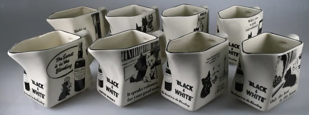 BLACK & WHITE WHISKY WATER JUGS SET OF 8 Image 1++