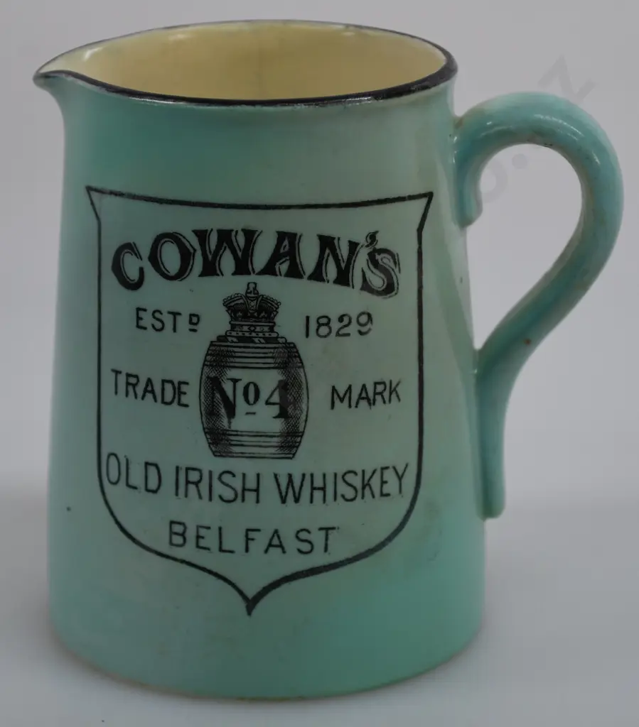 COWAN'S OLD IRISH WHISKEY WATER JUG Image 1++