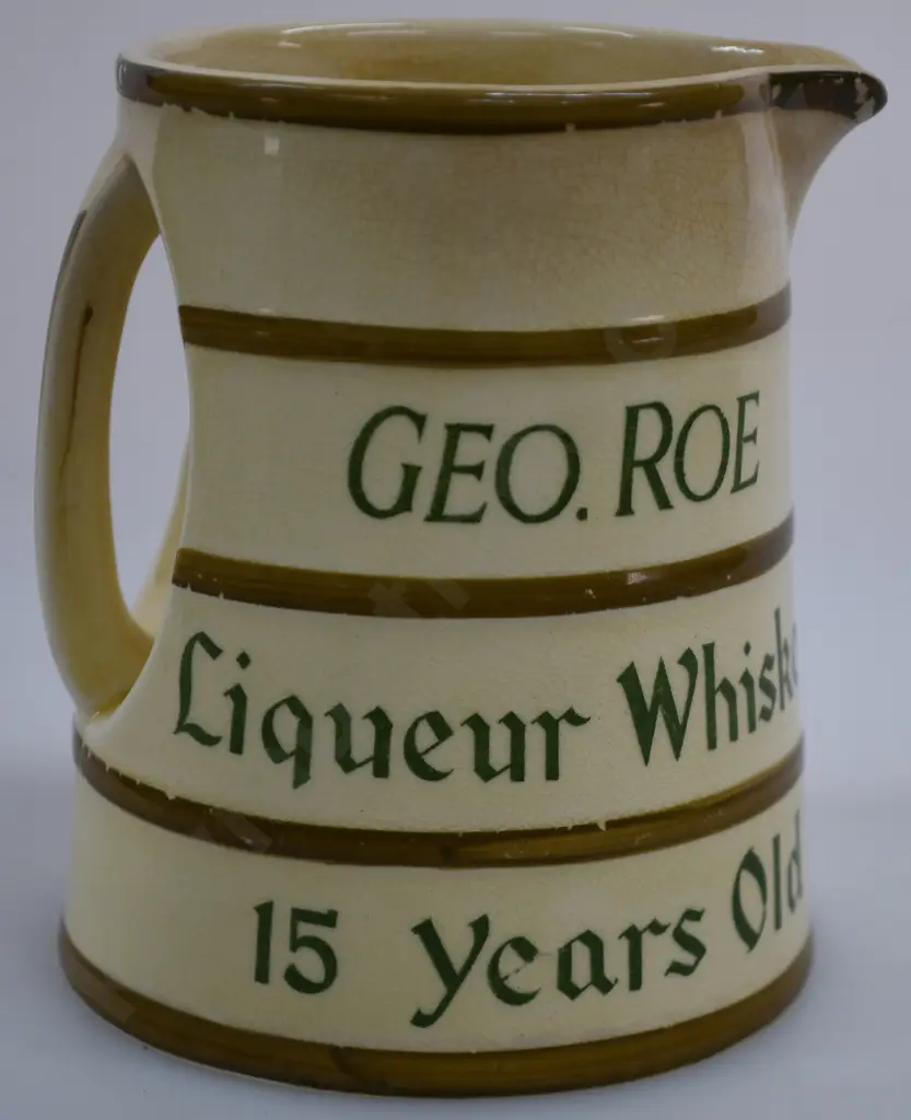 GEO. ROE LIQUEUR WHISKEY WATER JUG Image 1++