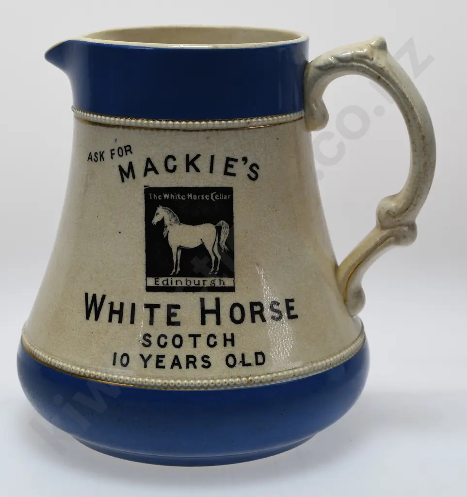 MACKIE'S WHITE HORSE WHISKY ADVERTISING WATER JUG Image 1++
