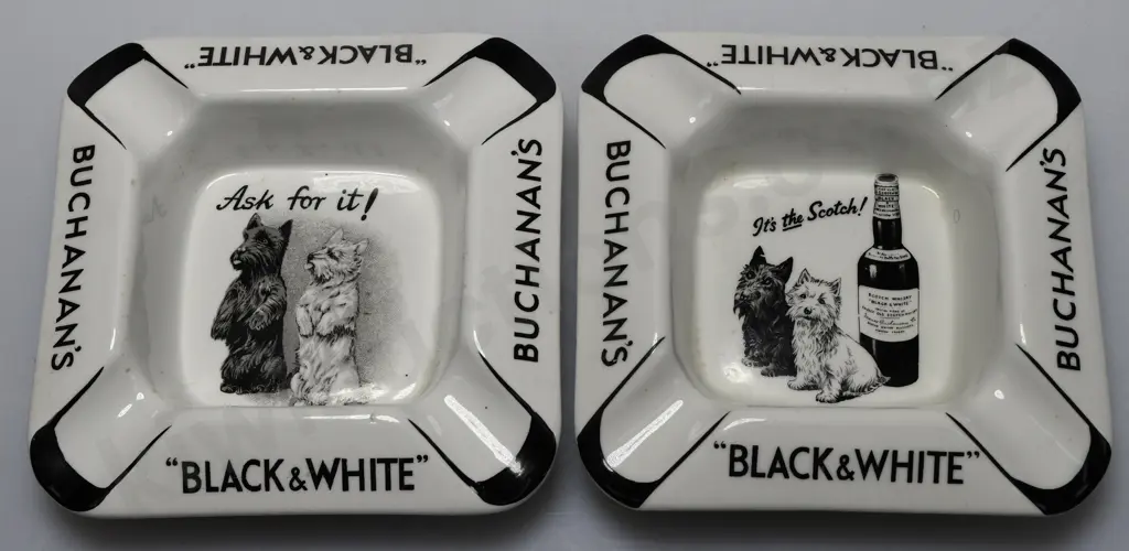 BLACK & WHITE WHISKY ASHTRAYS Image 1++