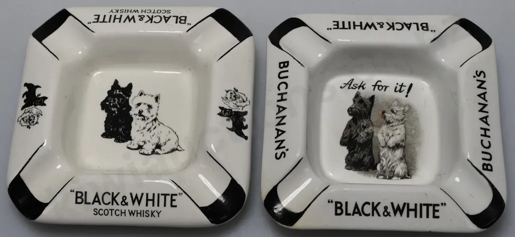BLACK & WHITE WHISKY ASHTRAYS Image 1++
