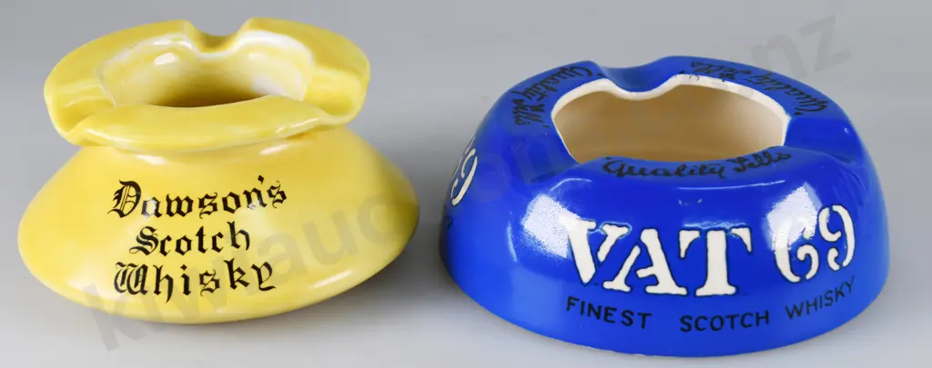 DAWSON / VAT 69 WHISKY ADVERTISING ASHTRAYS Image 1++