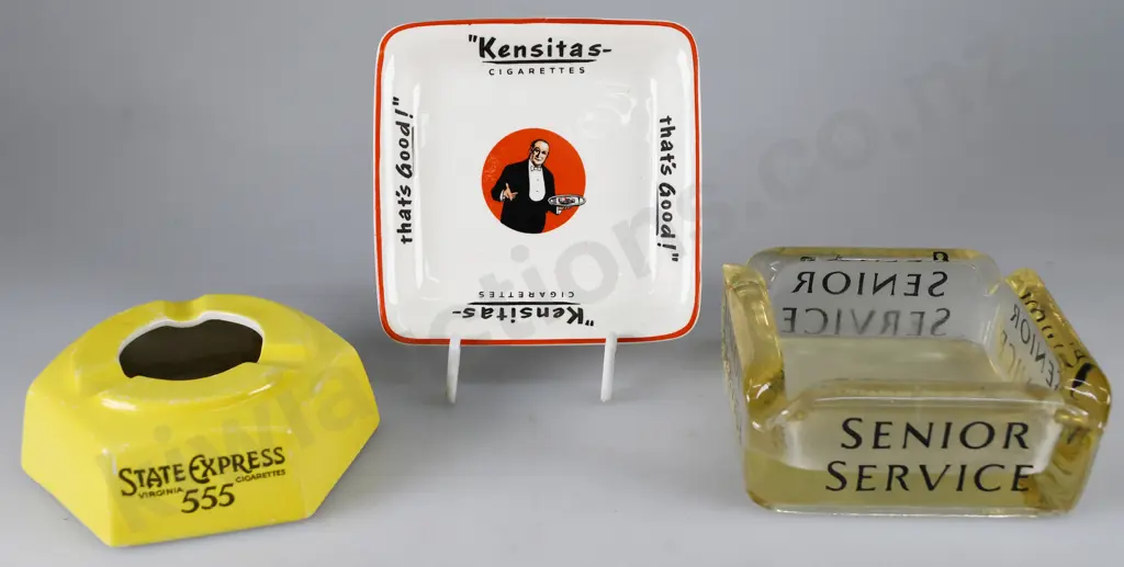 STATE EXPRESS / KENSITAS/ SENIOR SERVICE CIGARETTE ADVERTISING ASHTRAYS Image 1++