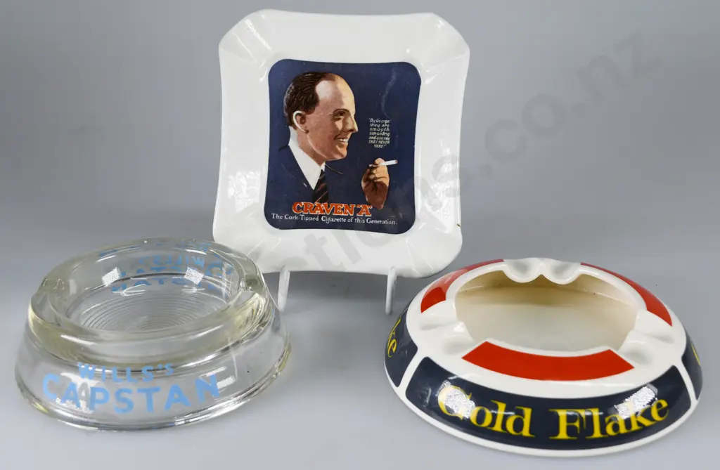WILLS / CRAVEN A / GOLD FLAKE CIGARETTE ADVERTISING ASHTRAYS Image 1++
