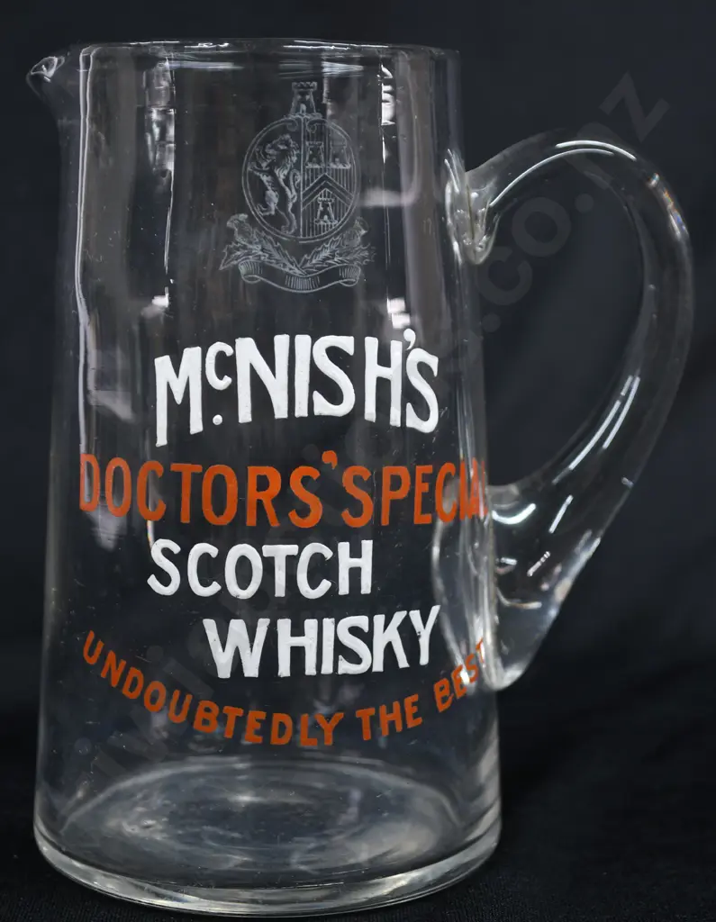 MCNISH'S DOCTORS SPECIAL WHISKY GLASS WATER JUG Image 1++