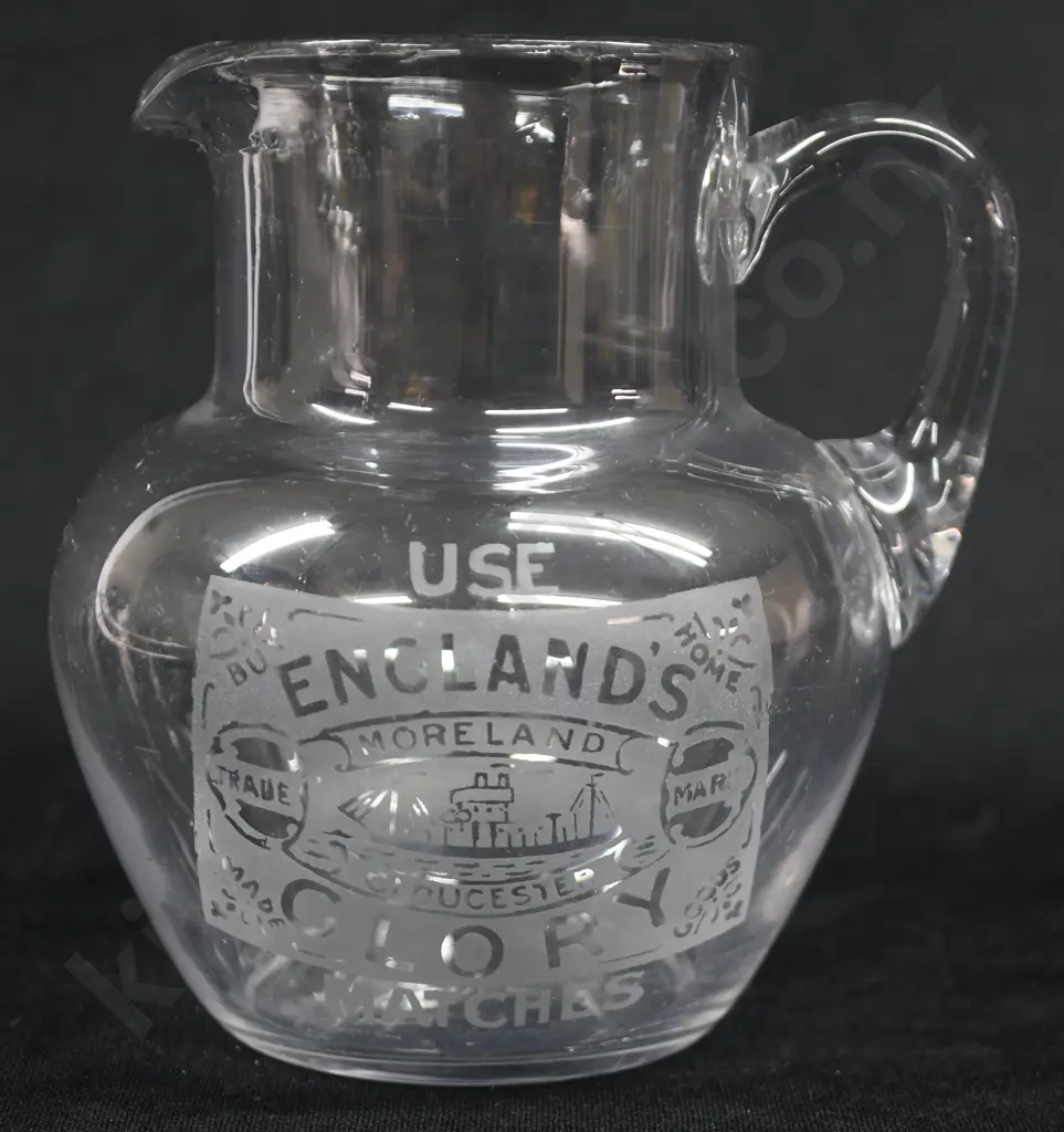 MORELAND GLOUCESTER GLORY MATCHES GLASS WATER JUG Image 1++