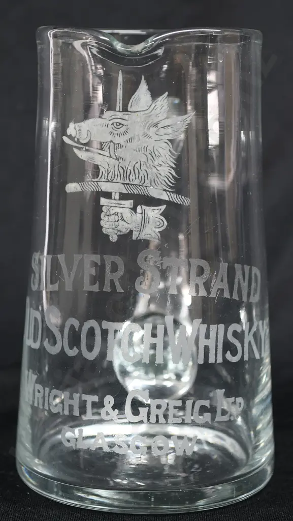 SILVER STRAND OLD SCOTCH WHISKY GLASS WATER JUG Image 1++