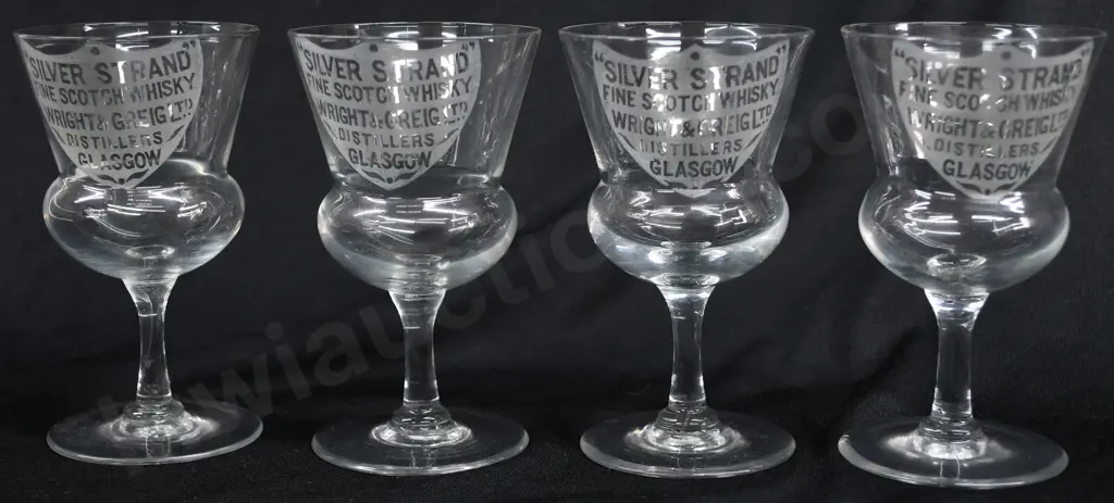 WRIGHT & GREIG STEMMED WHISKY DRINKING GLASSES Image 1++