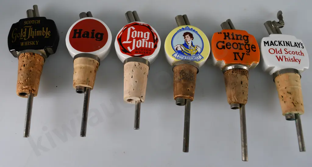 6 ASSORTED WHISKY NIP POURERS Image 1++