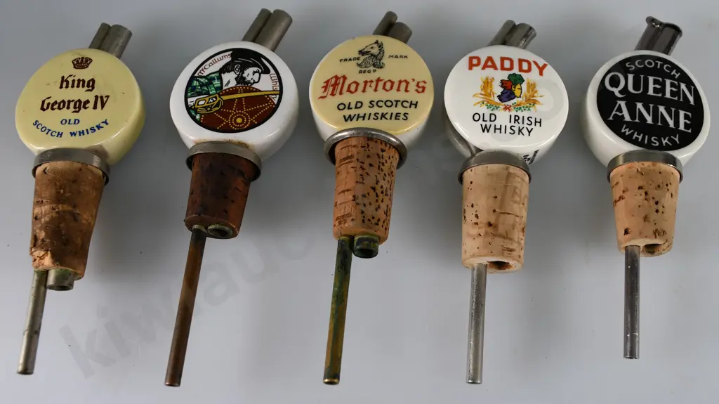 5 ASSORTED WHISKY NIP POURERS Image 1++