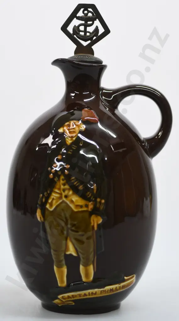 ROYAL DOULTON KINGSWARE FLASK CAPTAIN PHILIP Image 1++