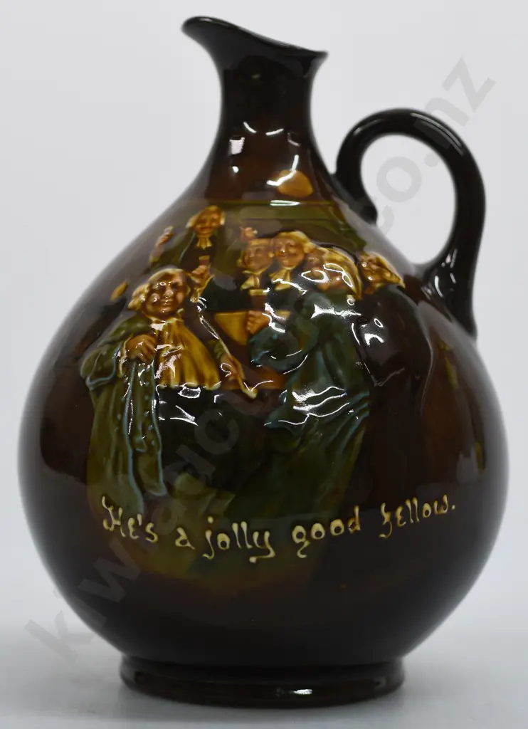 ROYAL DOULTON KINGSWARE FLASK HE'S A JOLLY GOOD FELLOW Image 1++