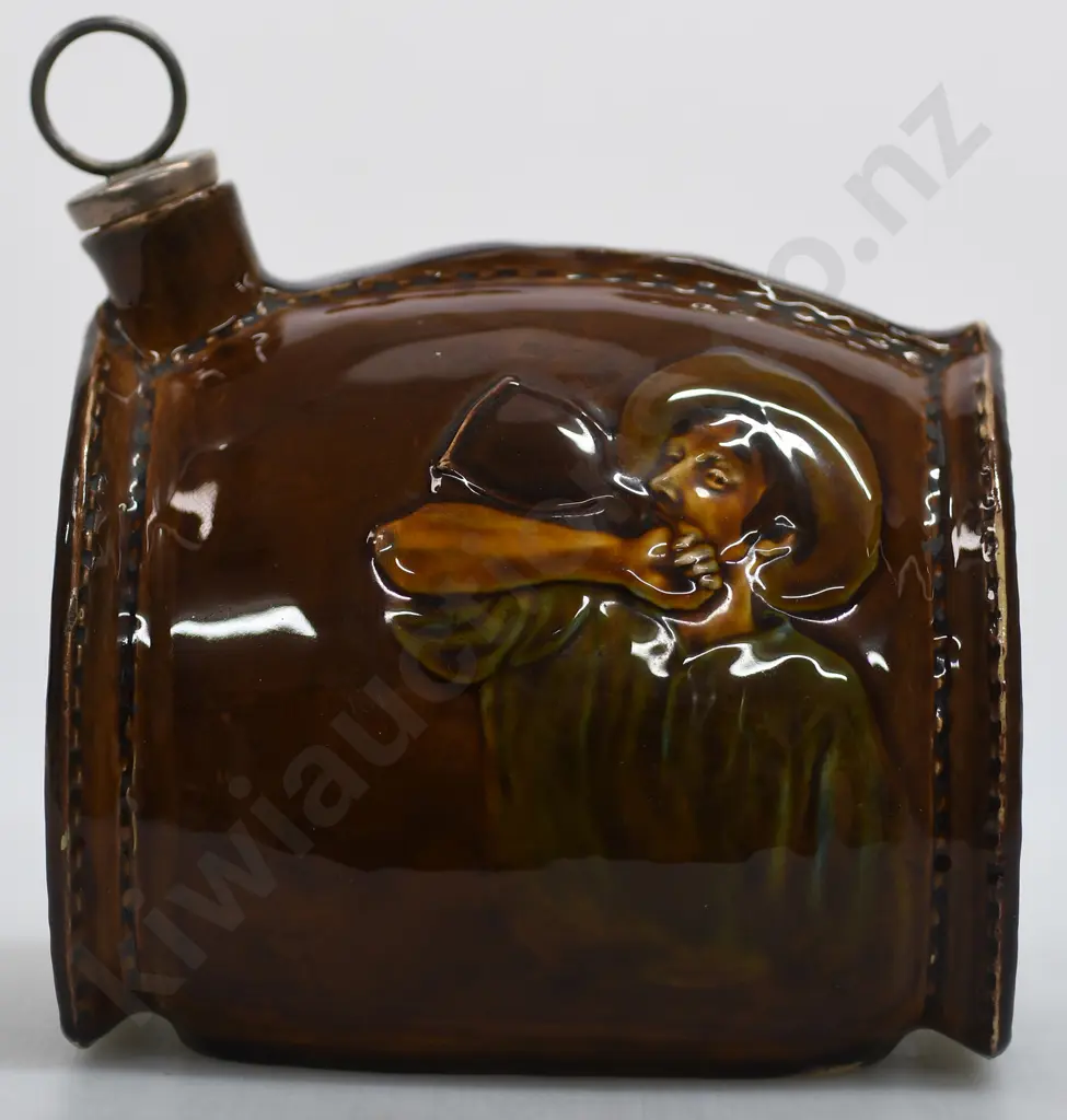 ROYAL DOULTON KINGSWARE FLASK LEATHER BOTTLE Image 1++
