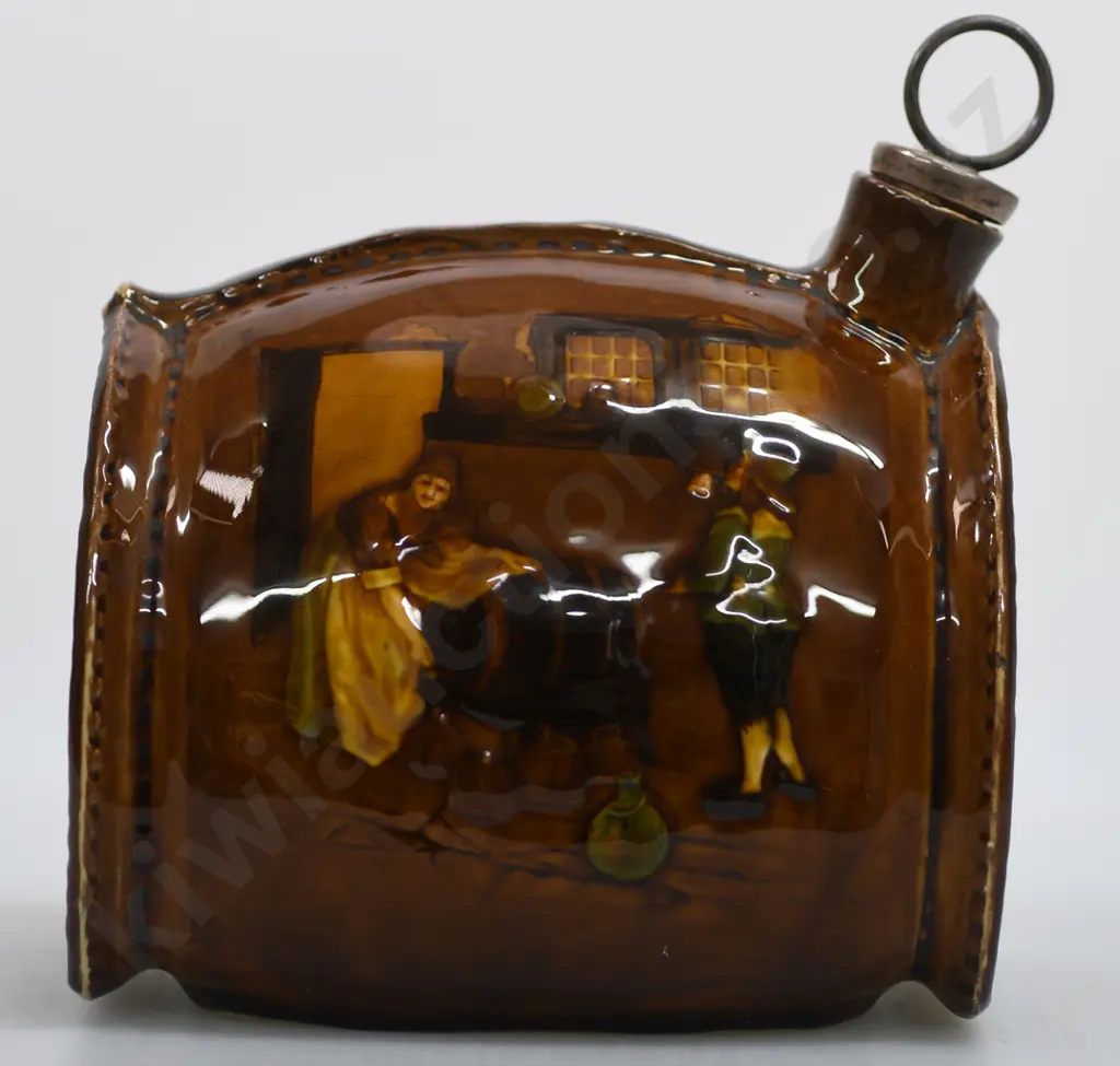 ROYAL DOULTON KINGSWARE FLASK LEATHER BOTTLE Image 1++