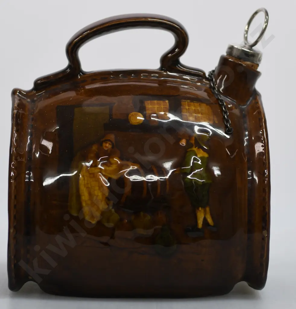 ROYAL DOULTON KINGSWARE FLASK LEATHER BOTTLE Image 1++