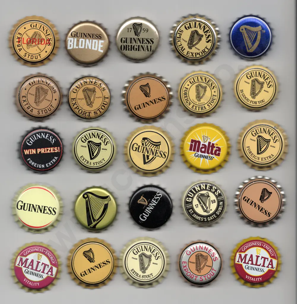 GUINNESS BOTTLE CAPS 25 DIFFERENT Image 1++