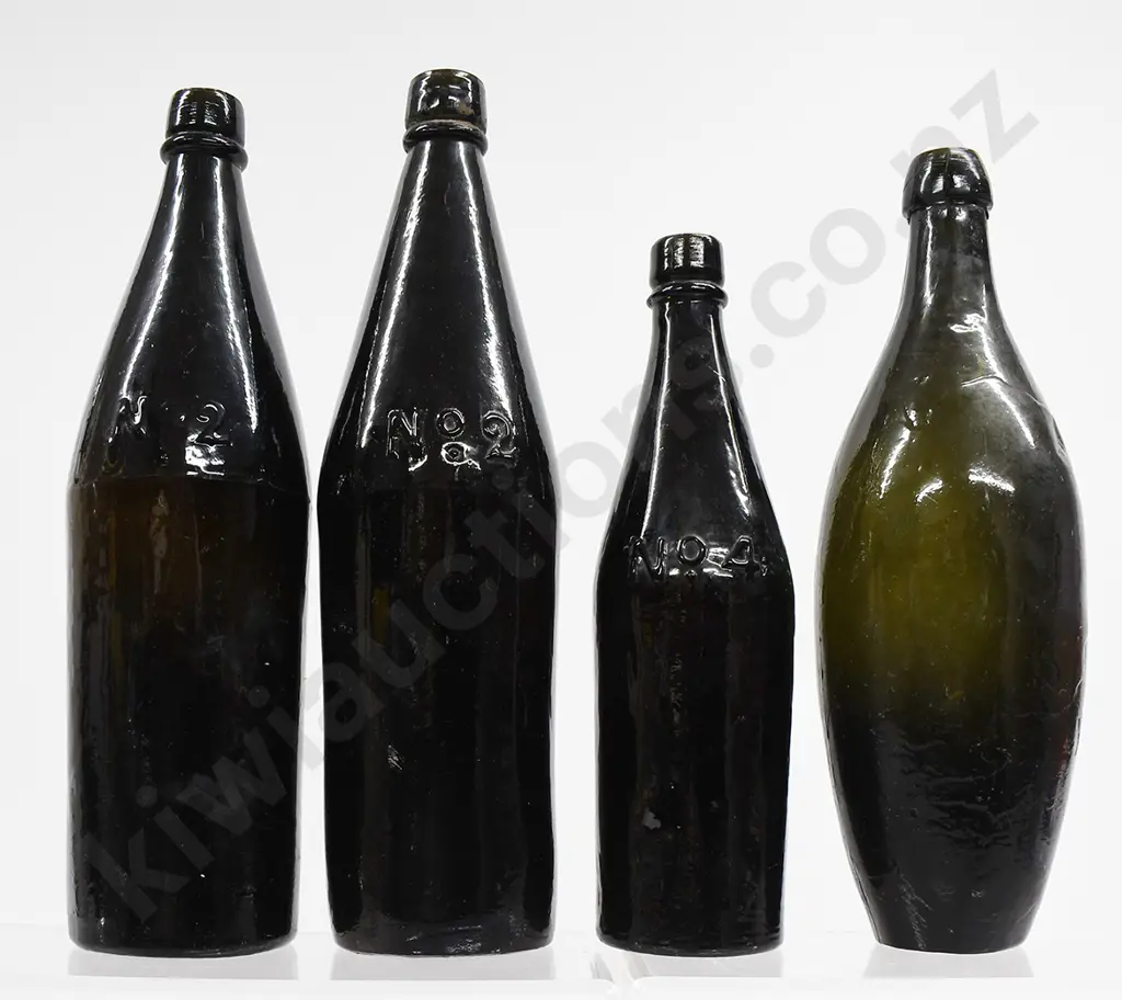 NUMBERED BLACK GLASS BOTTLES, SKITTLE Image 1++