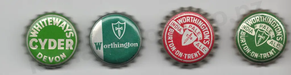 WORTHINGTON'S & WHITEWAYS UNITED KINGDOM CROWN TOP BOTTLE CAPS Image 1++