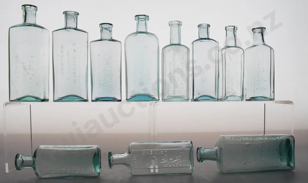 WANGANUI & TE AWAMUTU CHEMIST BOTTLES Image 1++