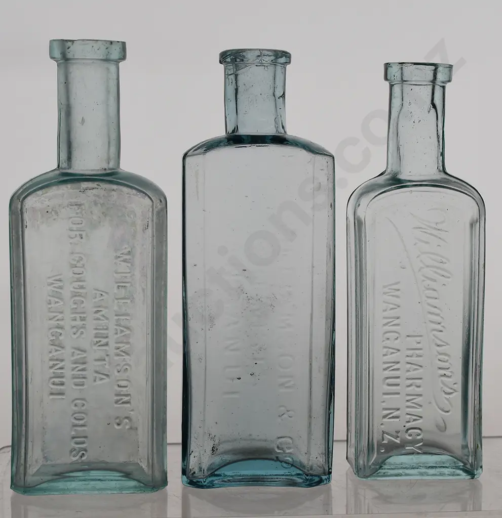 WANGANUI & TE AWAMUTU CHEMIST BOTTLES Image 1++