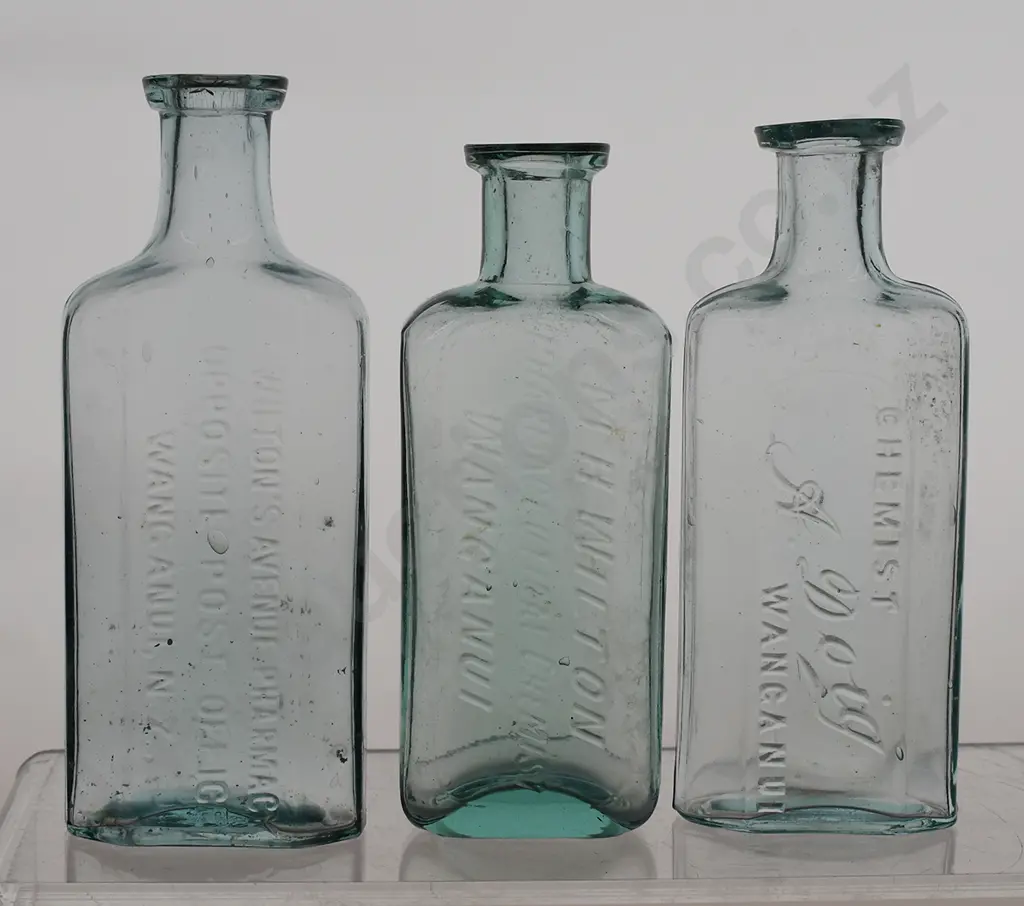 WANGANUI & TE AWAMUTU CHEMIST BOTTLES Image 1++