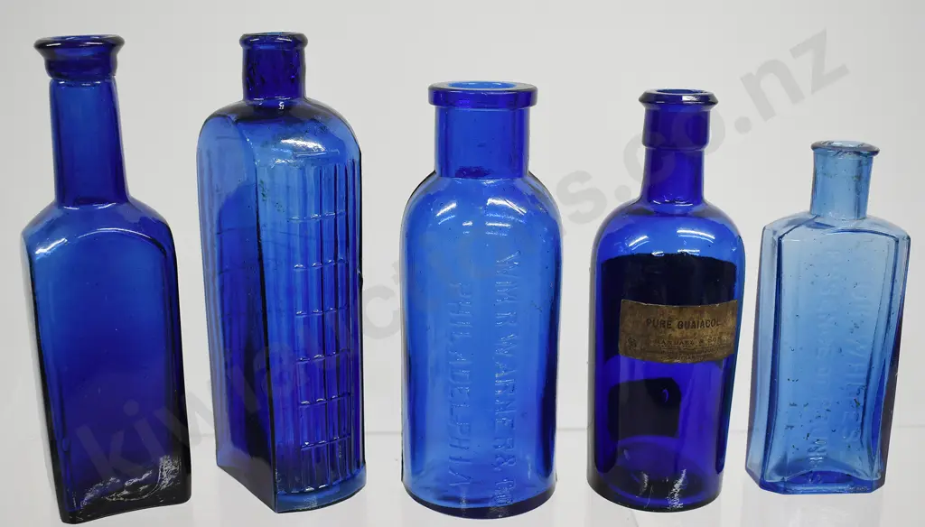 COBALT BLUE POISON/CURE BOTTLES Image 1++