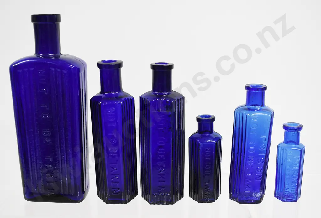 NOT TO BE TAKEN COBALT BLUE POISON BOTTLES Image 1++