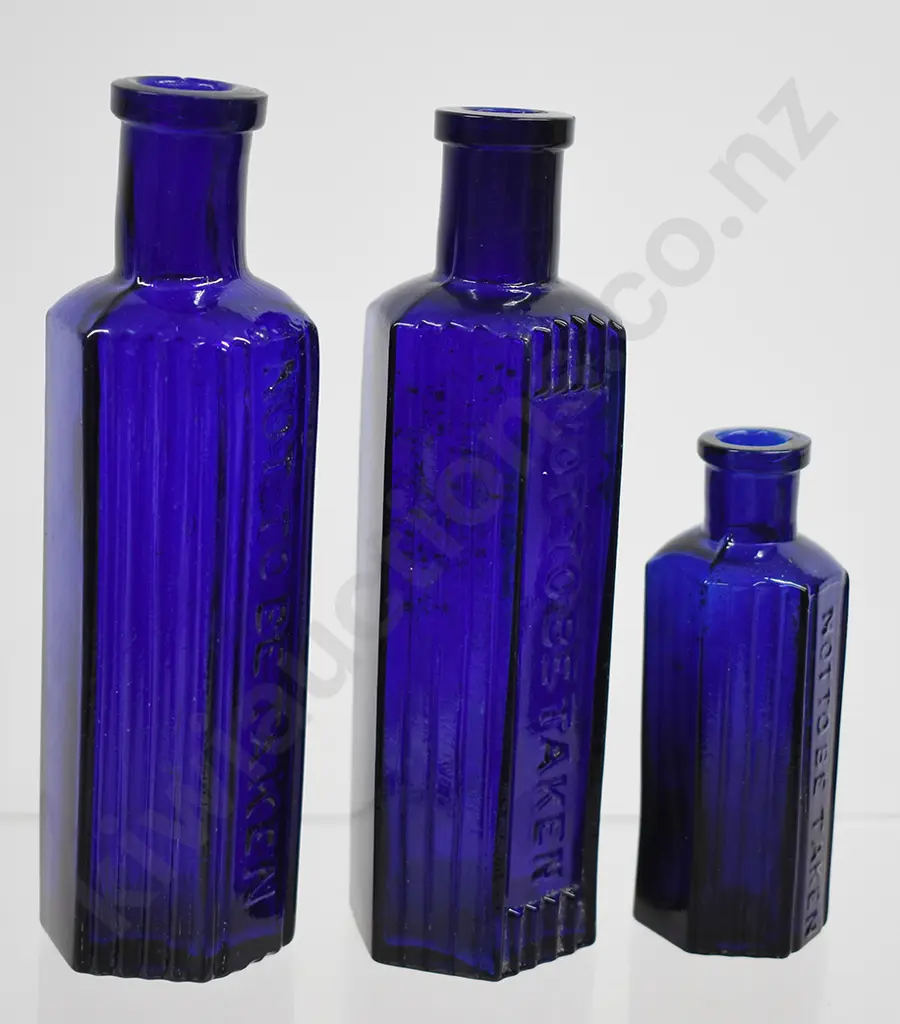 NOT TO BE TAKEN COBALT BLUE POISON BOTTLES Image 1++