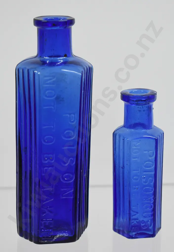 NOT TO BE TAKEN COBALT BLUE POISON BOTTLES Image 1++