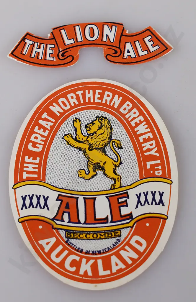 CROWN DRAUGHT ALE BEER POSTER, LION ALE EARLY LABEL Image 1++
