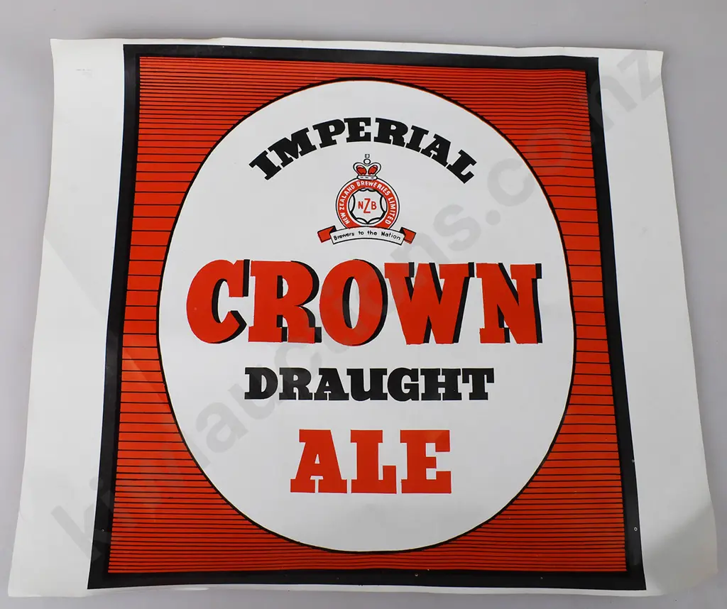 CROWN DRAUGHT ALE BEER POSTER, LION ALE EARLY LABEL Image 1++