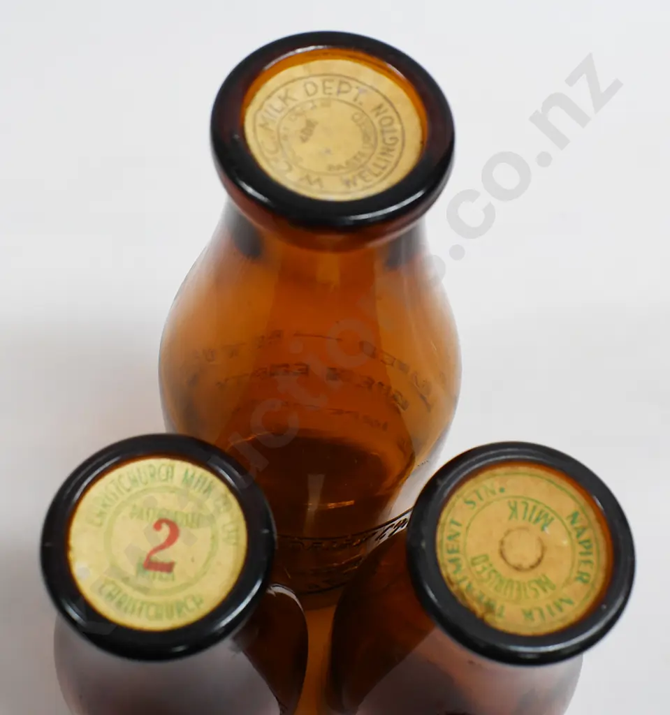 AUCKLAND AMBER MILK BOTTLES Image 1++