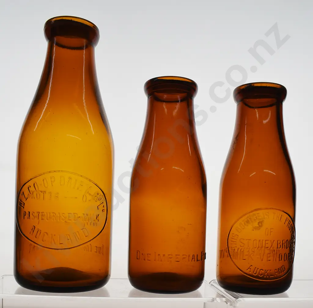 AUCKLAND AMBER MILK BOTTLES Image 1++