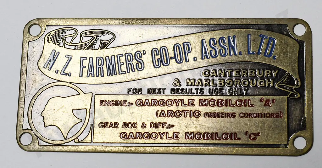 N.Z. FARMERS CO-OP ASSN LTD BRASS PLATE Image 1++