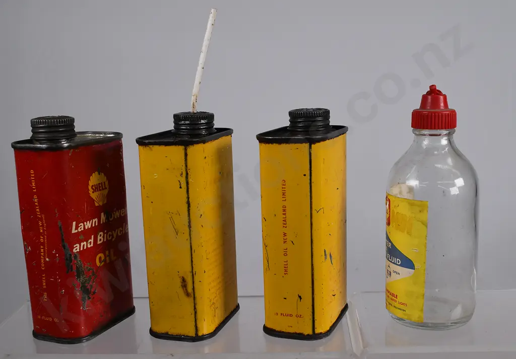 LUBRICATING OIL, LIGHTER FLUID TINS & BOTTLE Image 1++