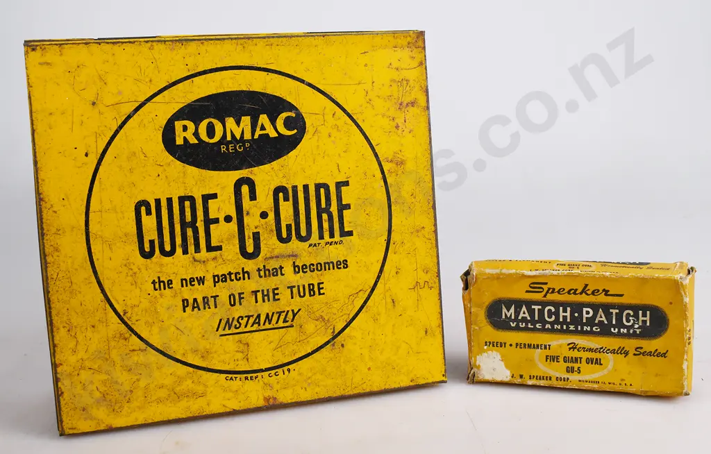 ROMAC CURE - C - CURE TYRE PATCH TIN & SPEAKER MATCH PATCH PACKET Image 1++