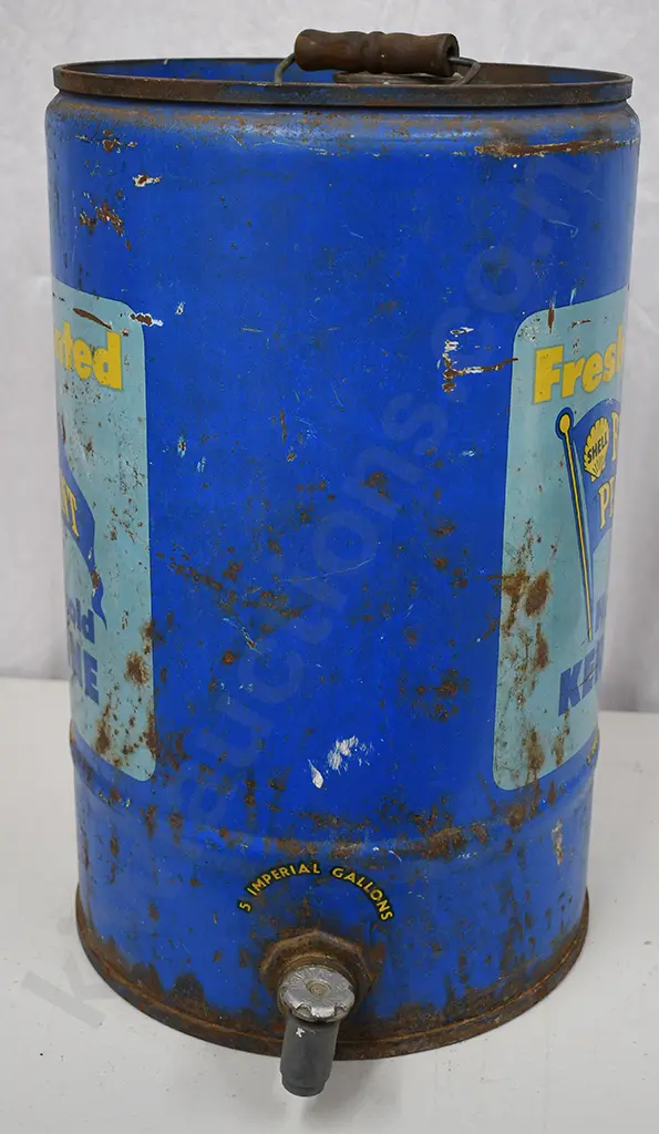 SHELL BLUE PENNANT HOUSEHOLD KEROSENE TIN Image 1++