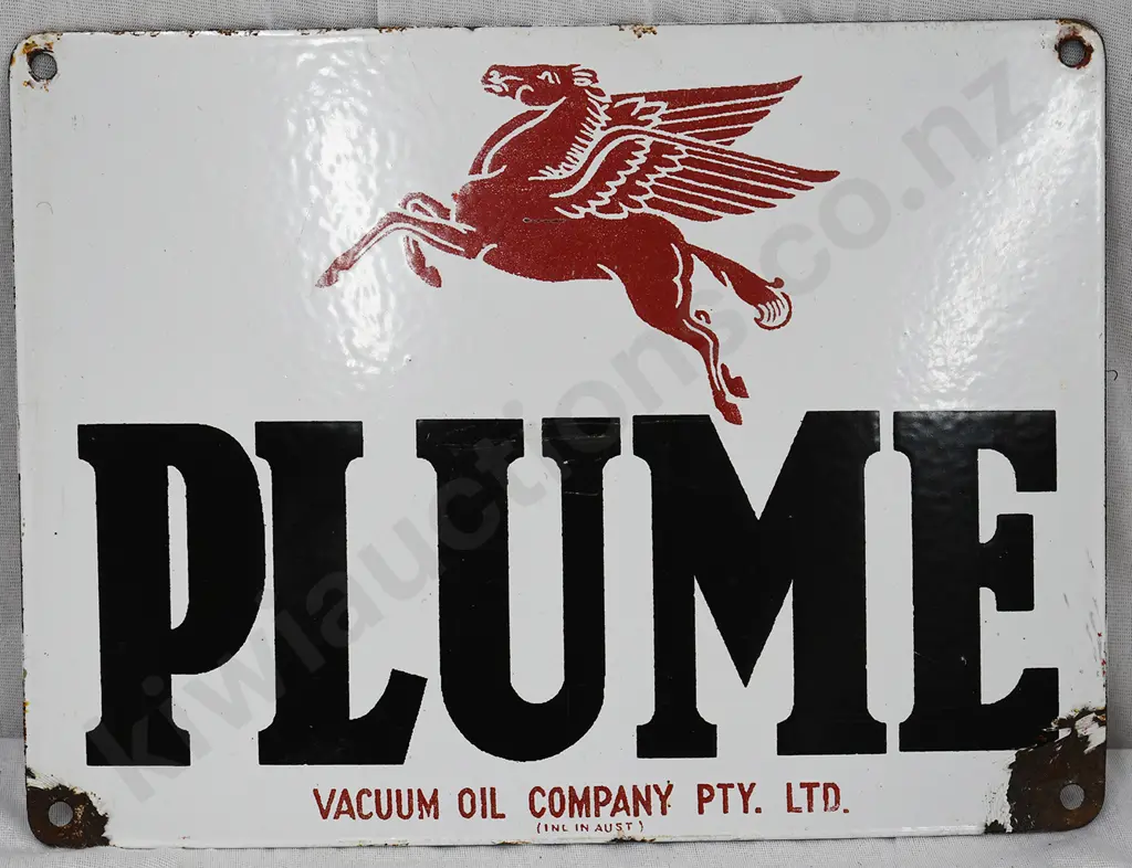 PLUME VACUUM OIL ENAMEL SIGN Image 1++