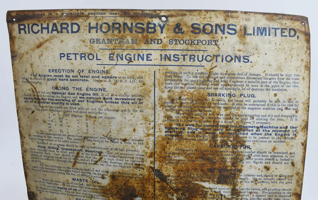 HORNSBY INTRUCTION SIGN Image 1++