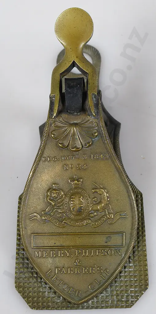 MERRY PHIPSON BRASS LETTER CLIP CLAMP, 1843 Image 1++