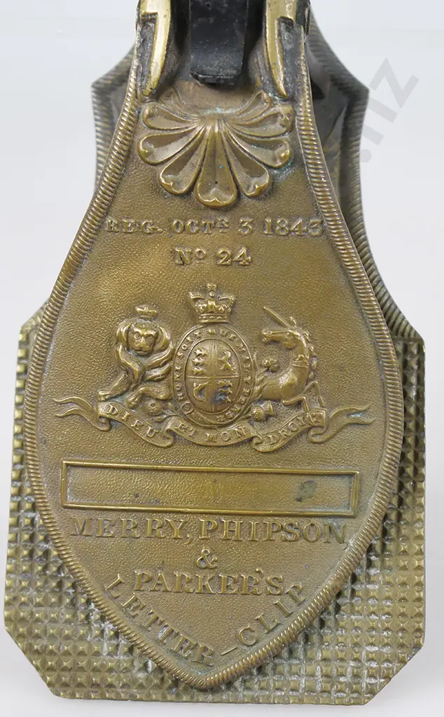 MERRY PHIPSON BRASS LETTER CLIP CLAMP, 1843 Image 1++