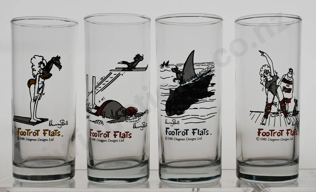 1986 FOOTROT FLATS TALL DRINKING GLASSES Image 1++