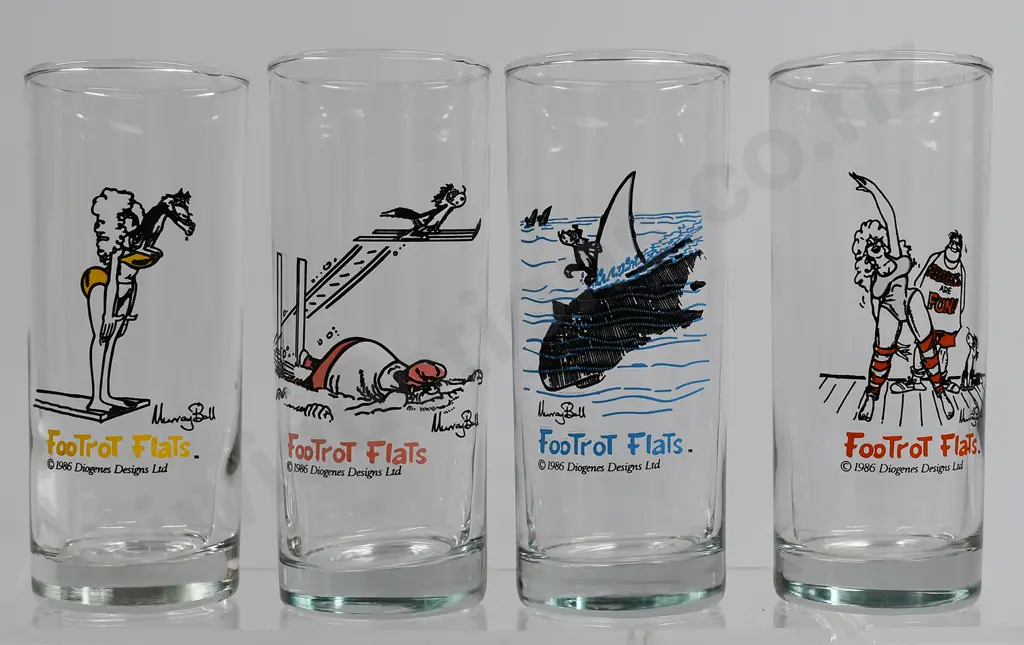 1986 FOOTROT FLATS TALL DRINKING GLASSES Image 1++
