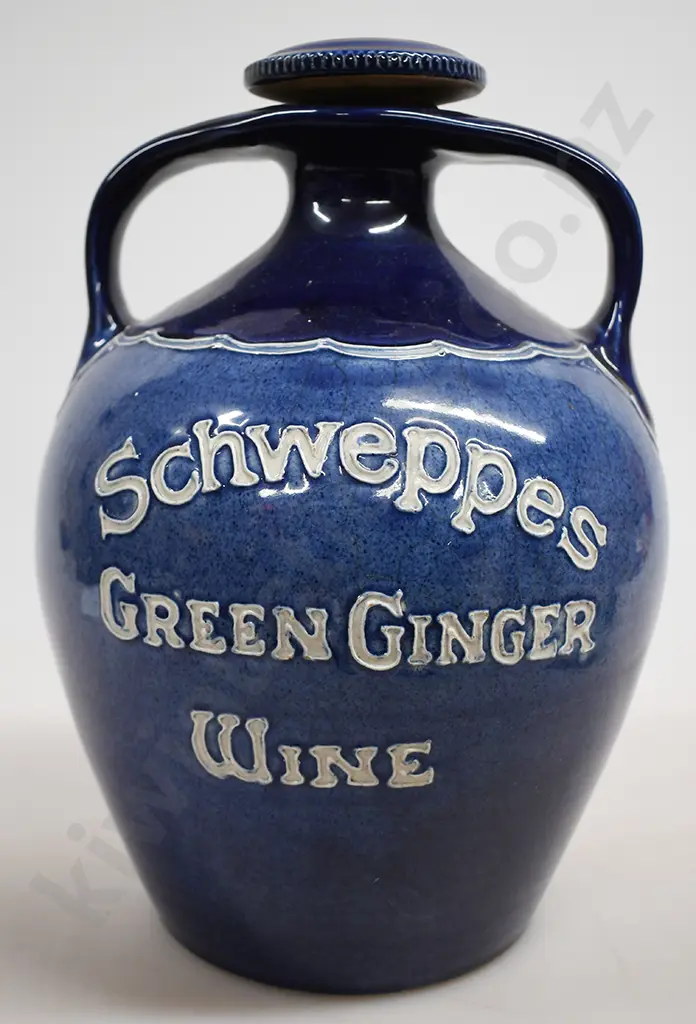 SCHWEPPES GREEN GINGER WINE STONEWARE DRINKS DISPENSER Image 1++