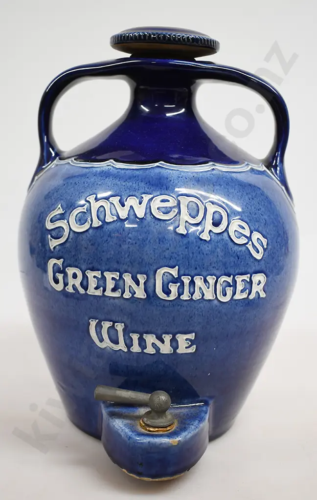 SCHWEPPES GREEN GINGER WINE STONEWARE DRINKS DISPENSER Image 1++