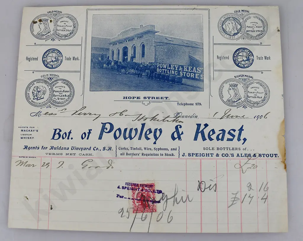 POWLEY & KEAST, STRACHAN DUNEDIN INVOICES Image 1++