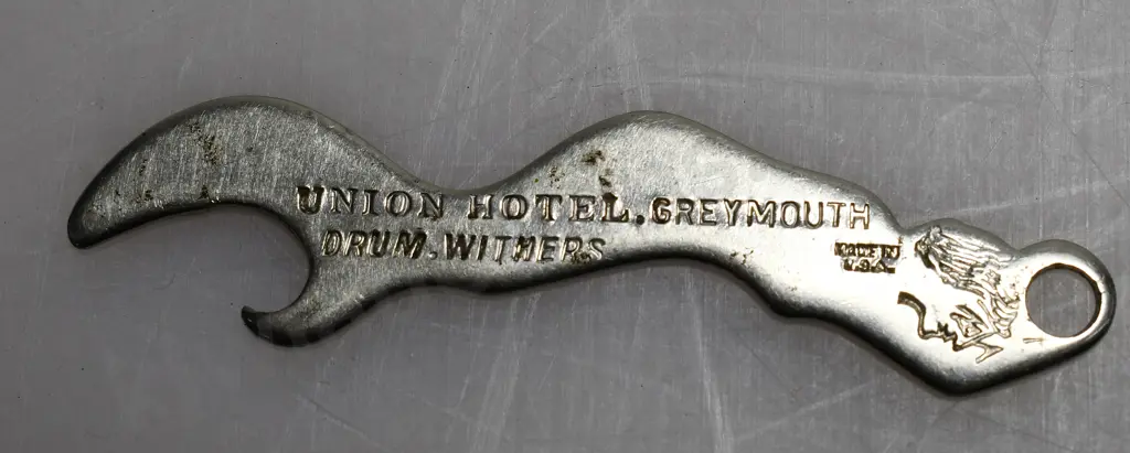 UNION HOTEL GREYMOUTH FIGURAL BOTTLE OPENER Image 1++